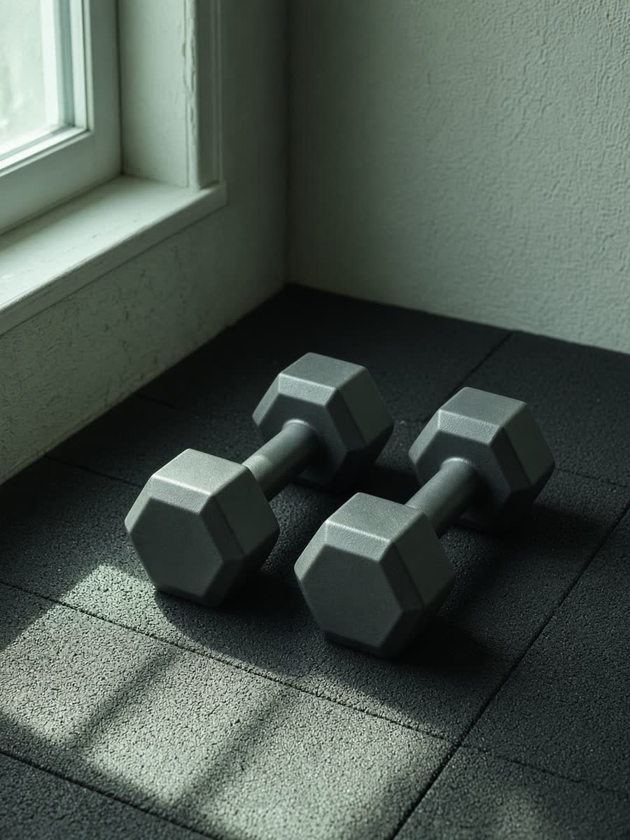 Hex dumbbells on a gym floor