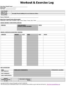 Free Printable Workout Log Exercise Training Logs Answer