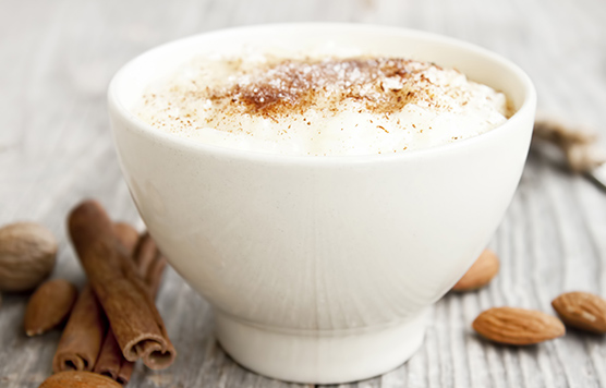 Rice pudding with cinnamon powder