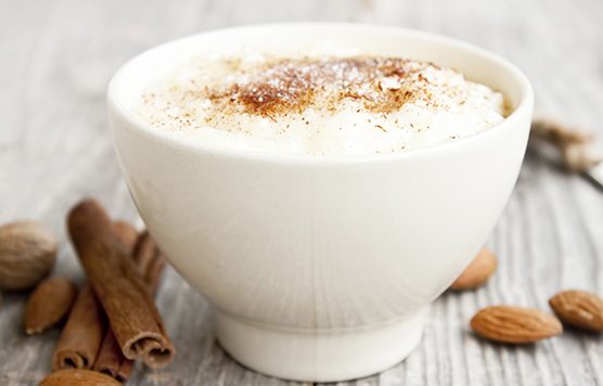 Rice pudding with cinnamon powder